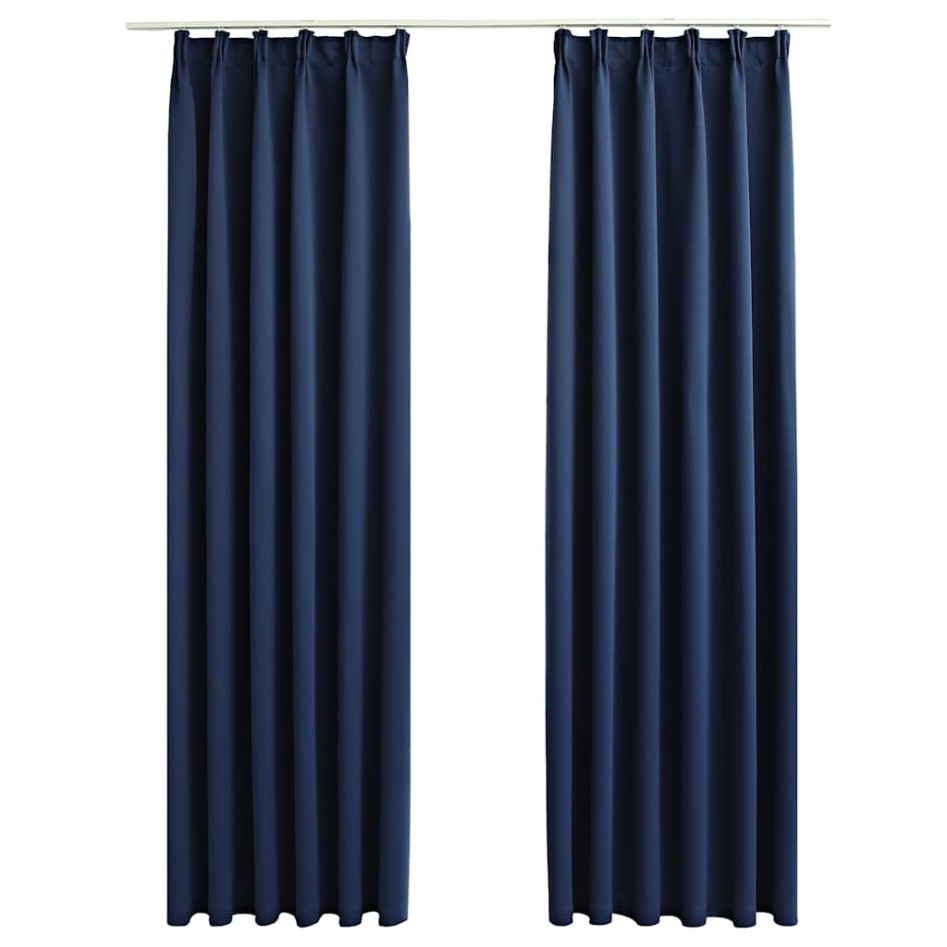 Cortinas opacas con ganchos 2 unidades azul 140x245