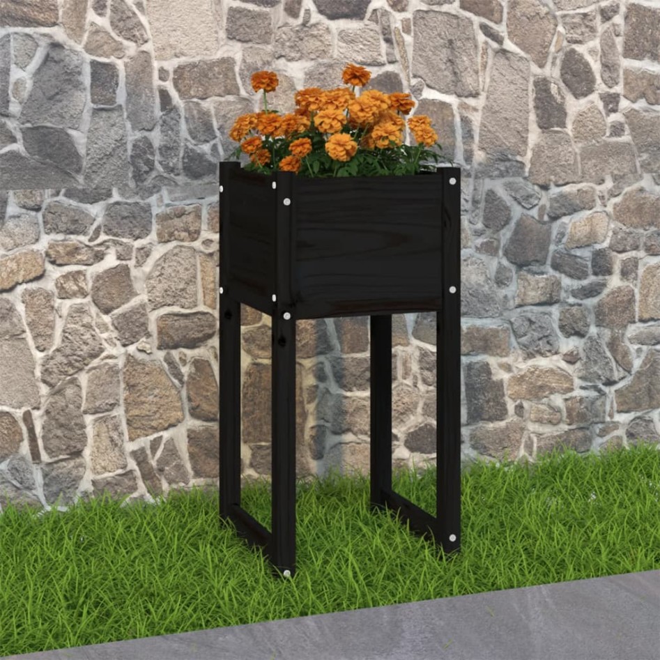 Jardinera madera maciza de pino negro 40x40x81