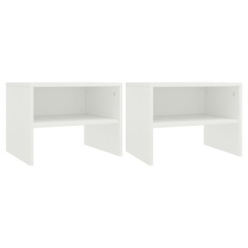 Mesitas de noche 2 uds madera contrachapada blanco 40x30x30
