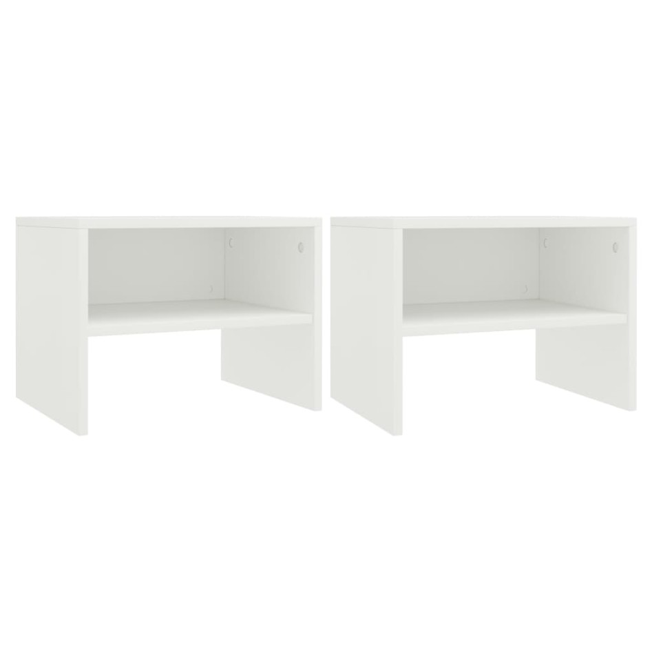 Mesitas de noche 2 uds madera contrachapada blanco 40x30x30