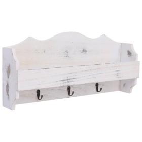 Perchero de pared de madera blanco 50x10x23