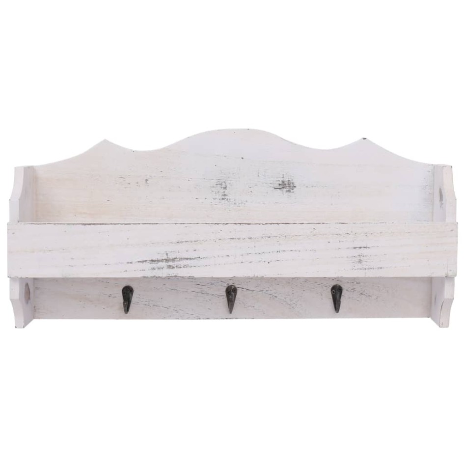 Perchero de pared de madera blanco 50x10x23
