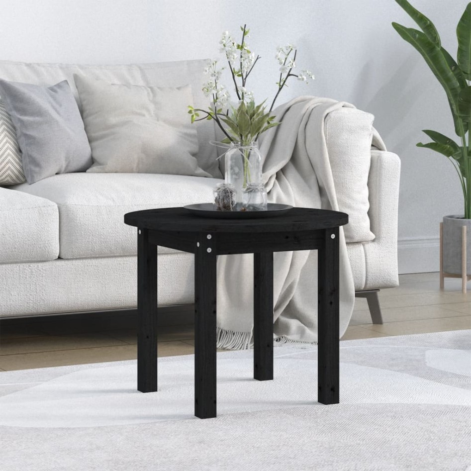Mesa de centro de madera maciza de pino negro Ø 55x45