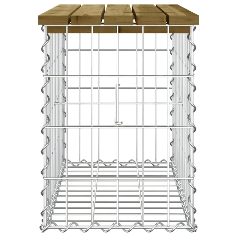 Banco jardín diseño gavión madera pino impregnada 63x31,5x42