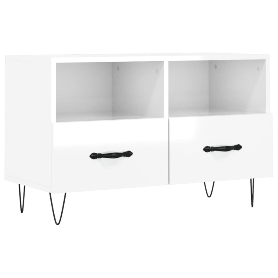 Mueble de TV madera contrachapada blanco brillo 80x36x50