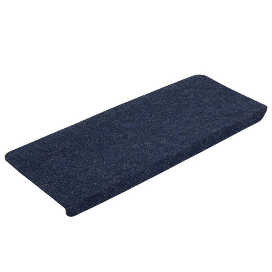 Alfombrilla autoadhesiva de escalera 15 uds azul 65x24,5x3,5
