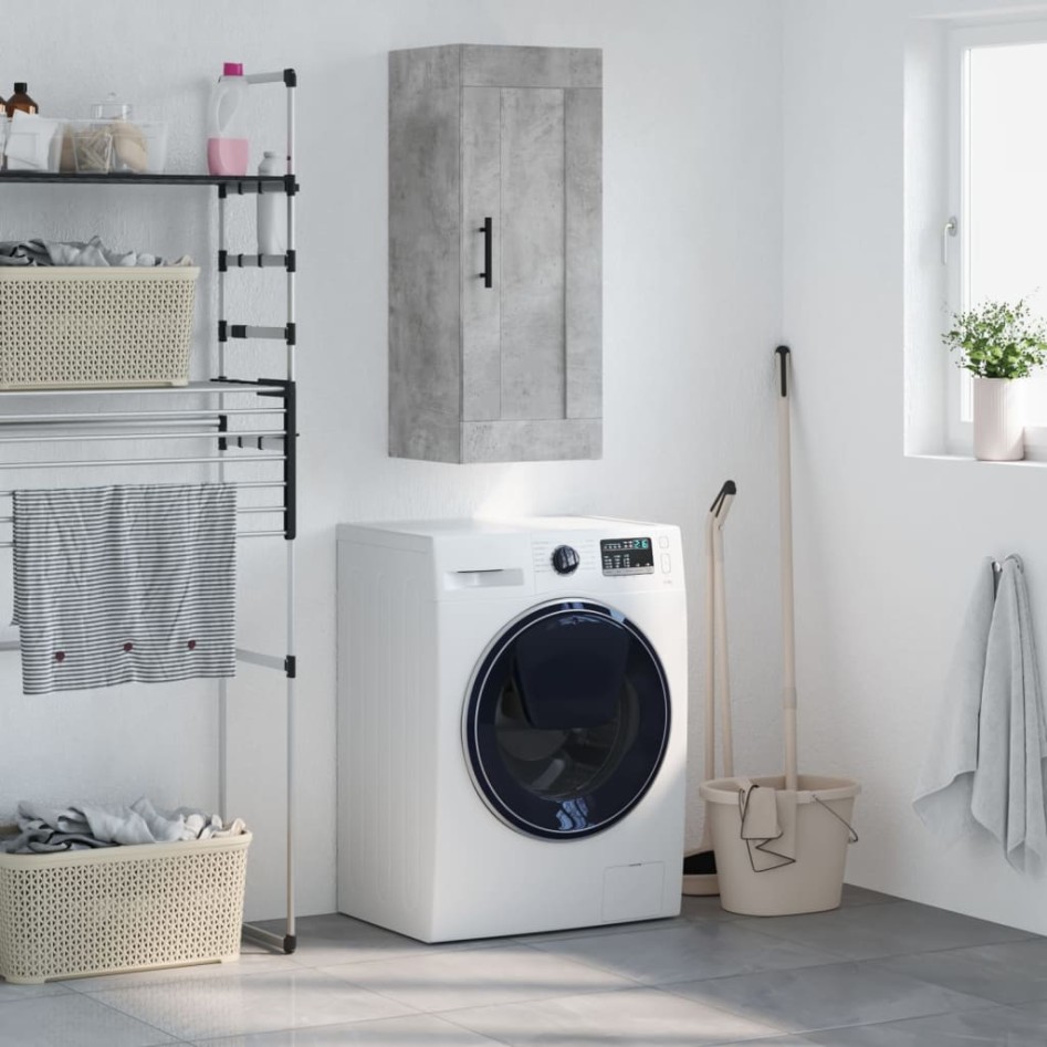 Armario de pared madera ingeniería gris hormigón 34,5x34x90