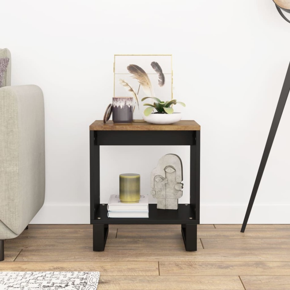 Mesa de centro madera maciza mango y contrachapada 40x31x46