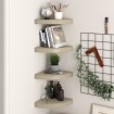 Estante flotante de esquina 4 uds MDF roble 25x25x3,8 cm