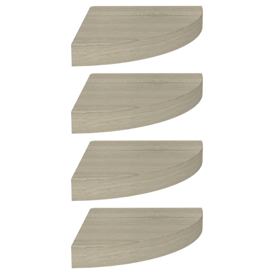 Estante flotante de esquina 4 uds MDF roble 25x25x3,8