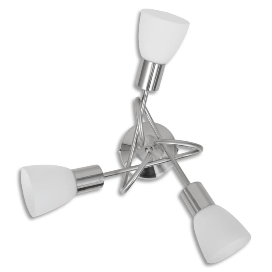 Lámpara de techo con pantallas de cristal para 3 bombillas