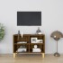 Mueble de TV patas de madera maciza marrón roble 69,5x30x50