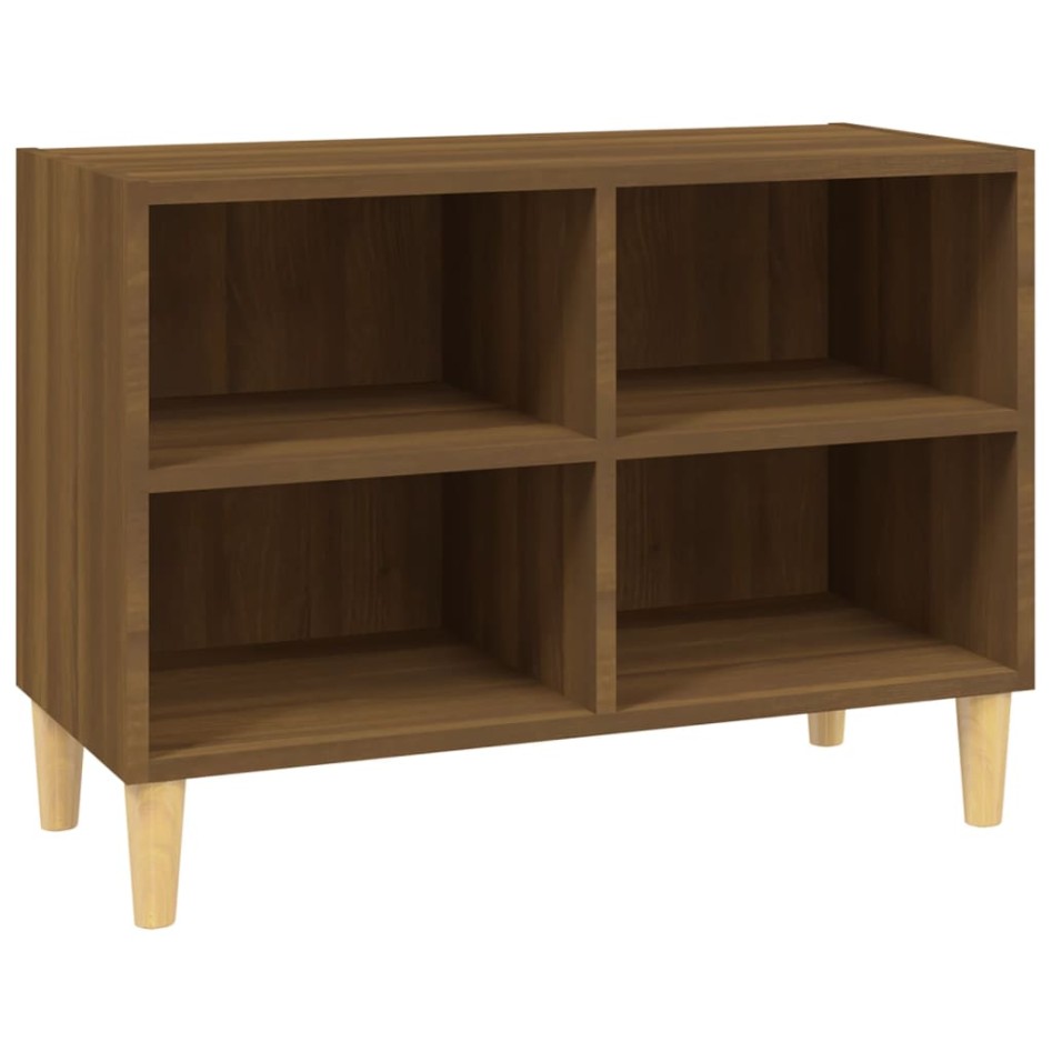 Mueble de TV patas de madera maciza marrón roble 69,5x30x50