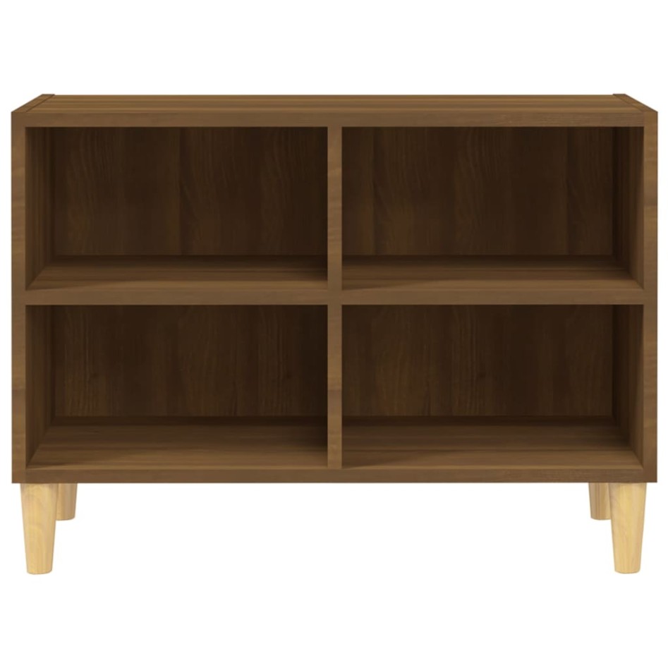 Mueble de TV patas de madera maciza marrón roble 69,5x30x50