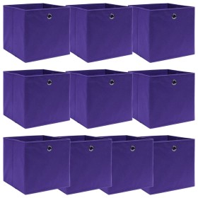 Cajas de almacenaje 10 uds tela morado 32x32x32