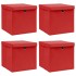 Cajas de almacenaje con tapas 4 uds tela rojo 32x32x32