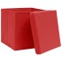 Cajas de almacenaje con tapas 4 uds tela rojo 32x32x32