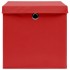 Cajas de almacenaje con tapas 4 uds tela rojo 32x32x32
