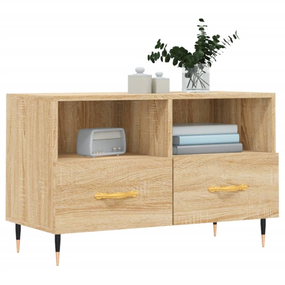 Mueble para TV madera contrachapada roble ahumado 80x36x50