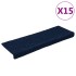 Alfombrilla de escaleras 15 uds tela punzonada azul 65x21x4