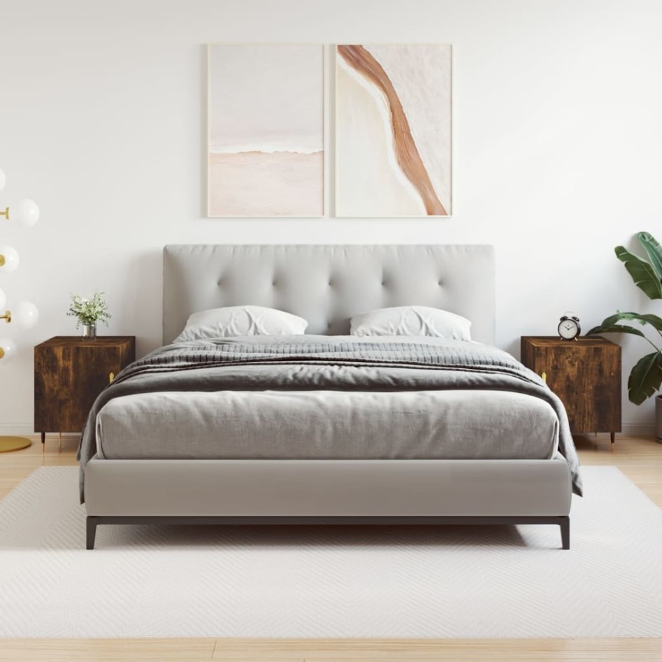 Mesitas noche 2 uds madera ingeniería roble ahumado 40x40x50