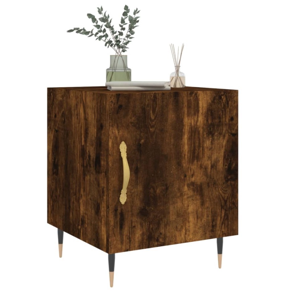 Mesitas noche 2 uds madera ingeniería roble ahumado 40x40x50