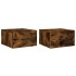 Mesitas de noche de pared 2 uds color roble ahumado 35x35x20