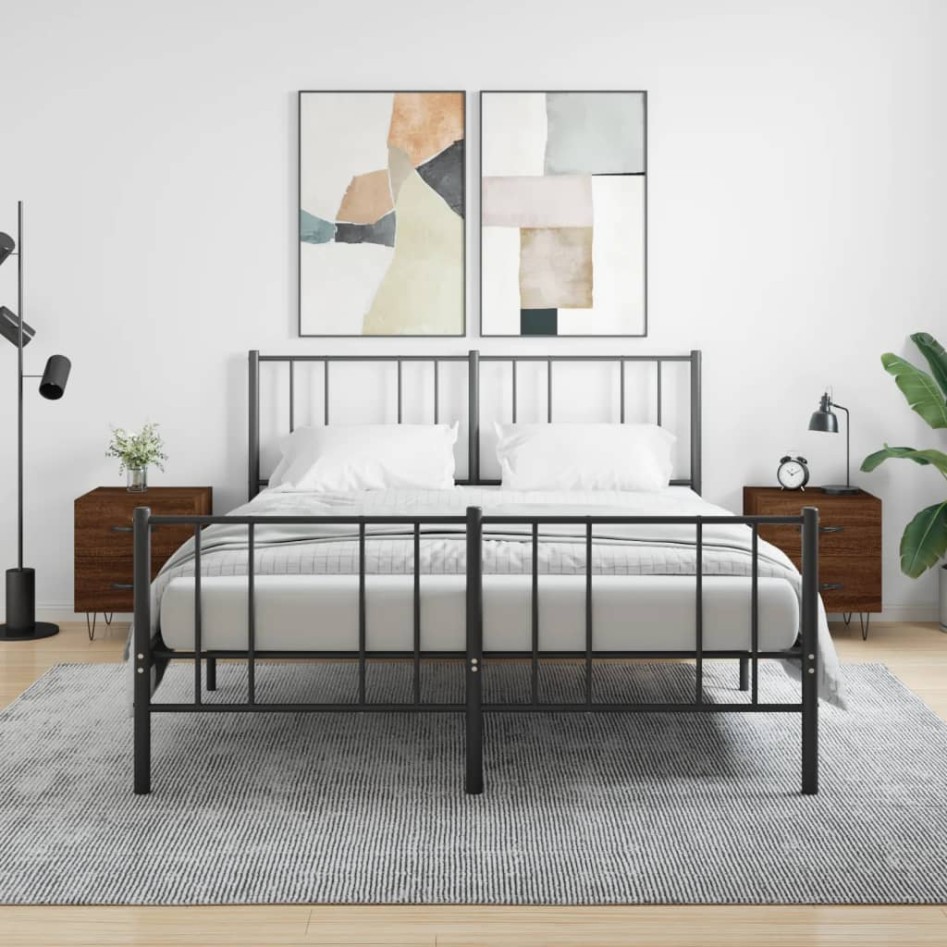 Mesita noche 2 uds madera ingeniería marrón roble 40x35x47,5