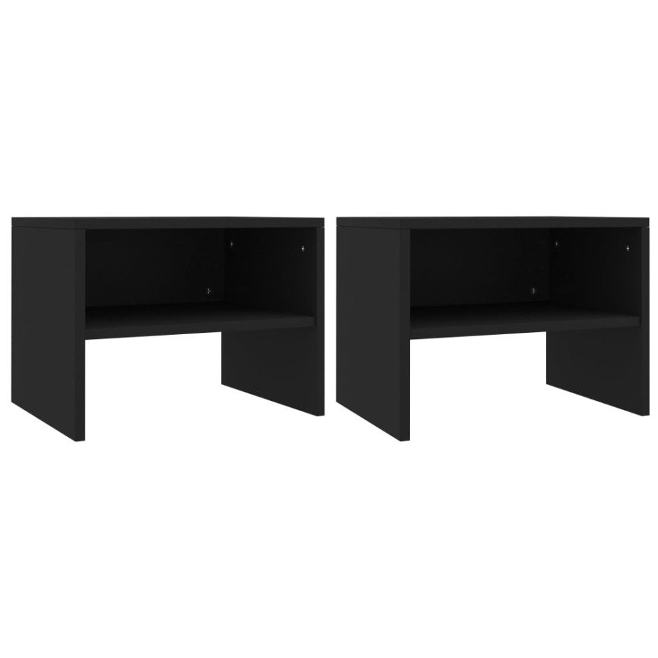 Mesitas de noche 2 uds madera contrachapada negro 40x30x30