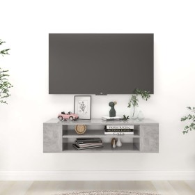 Mueble de TV colgante contrachapada gris hormigón