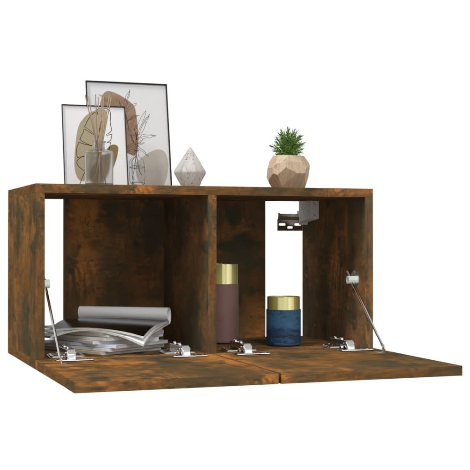 Armario colgante para TV madera roble ahumado 60x30x30