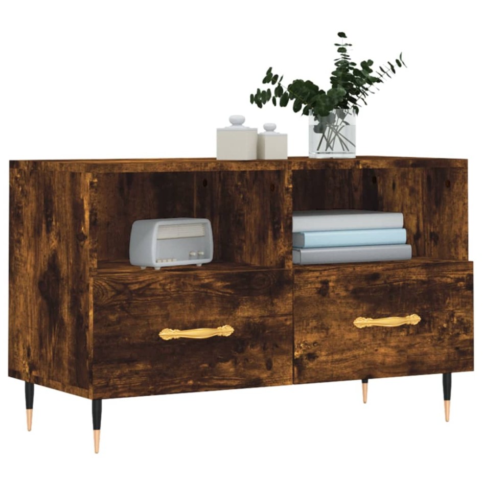 Mueble para TV madera contrachapada roble ahumado 80x36x50