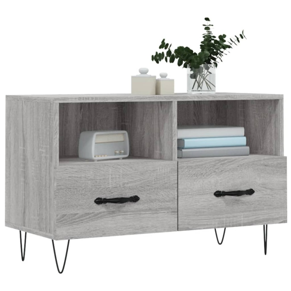 Mueble de TV madera de ingeniería gris Sonoma 80x36x50