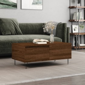 Mesa de centro madera contrachapada marrón roble 90x50x36,5