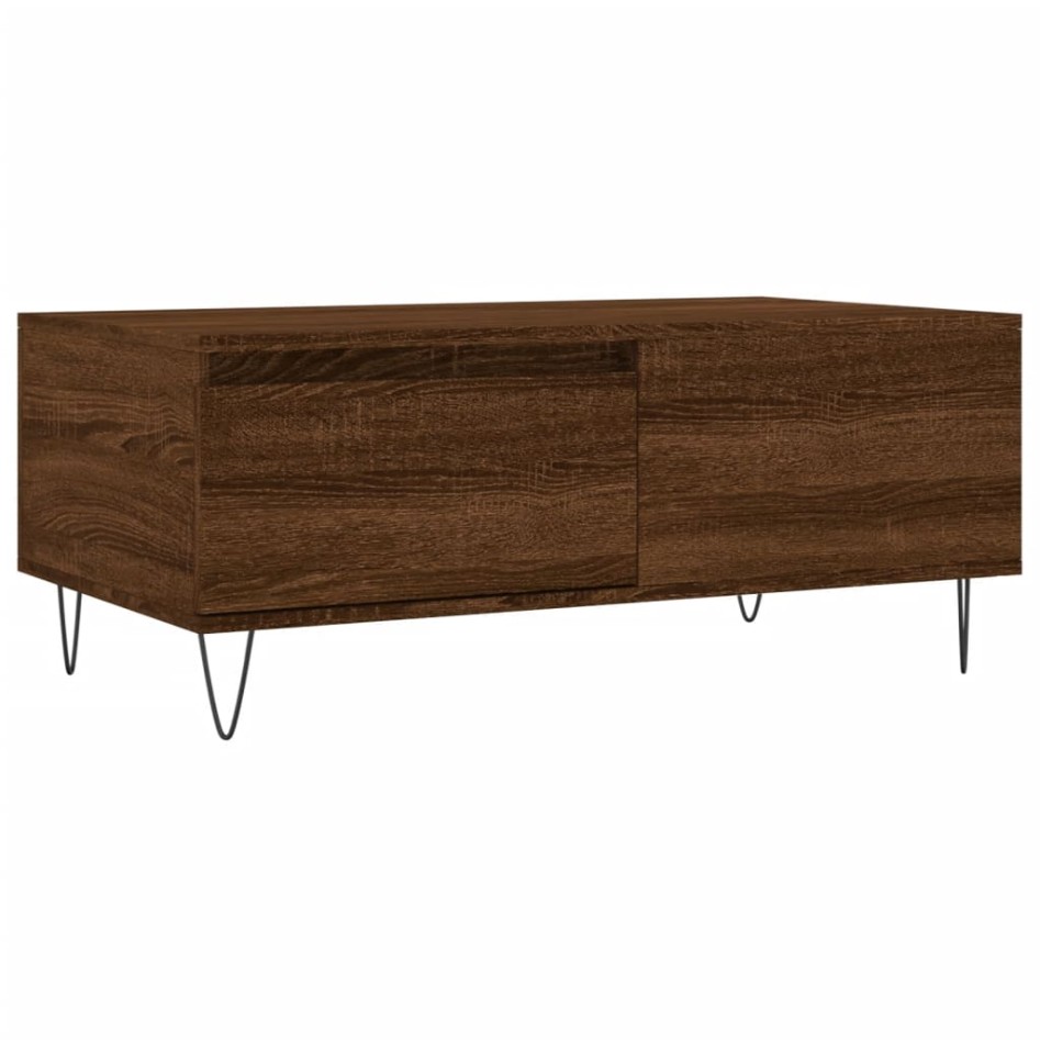 Mesa de centro madera contrachapada marrón roble 90x50x36,5