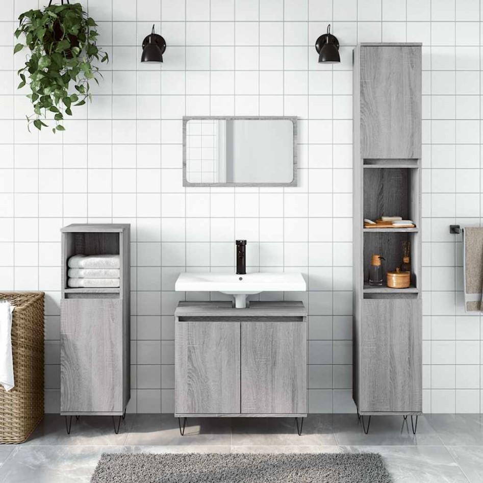Armario de baño madera de ingeniería gris Sonoma 58x33x60