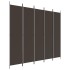 Biombo divisor de 5 paneles de tela marrón 250x220