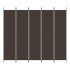 Biombo divisor de 5 paneles de tela marrón 250x220