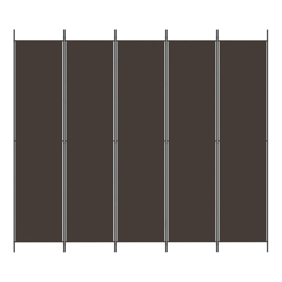 Biombo divisor de 5 paneles de tela marrón 250x220