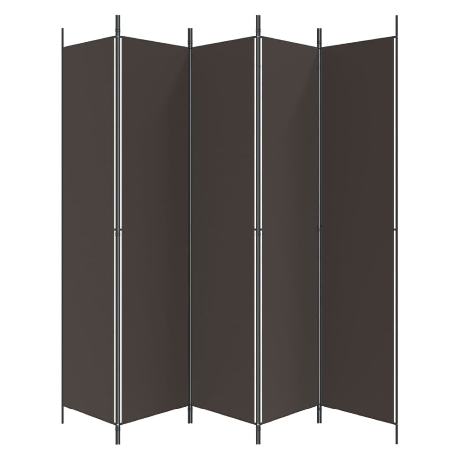 Biombo divisor de 5 paneles de tela marrón 250x220