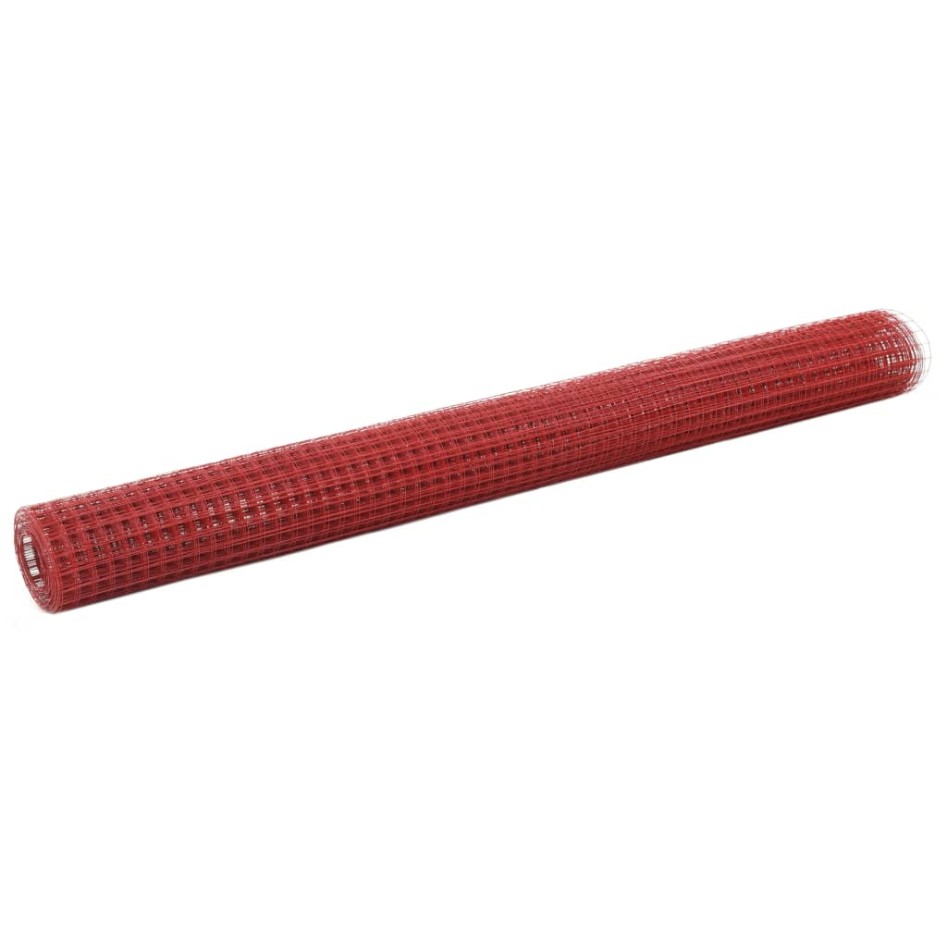 Alambrada de gallinero acero revestimiento PVC rojo 10x1,5