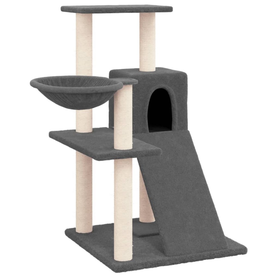 Rascador para gatos con postes de sisal gris oscuro 82