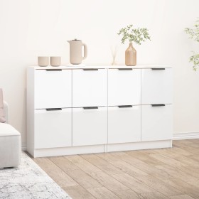 Aparadores 2 uds madera contrachapada blanco brillo 60x30x70