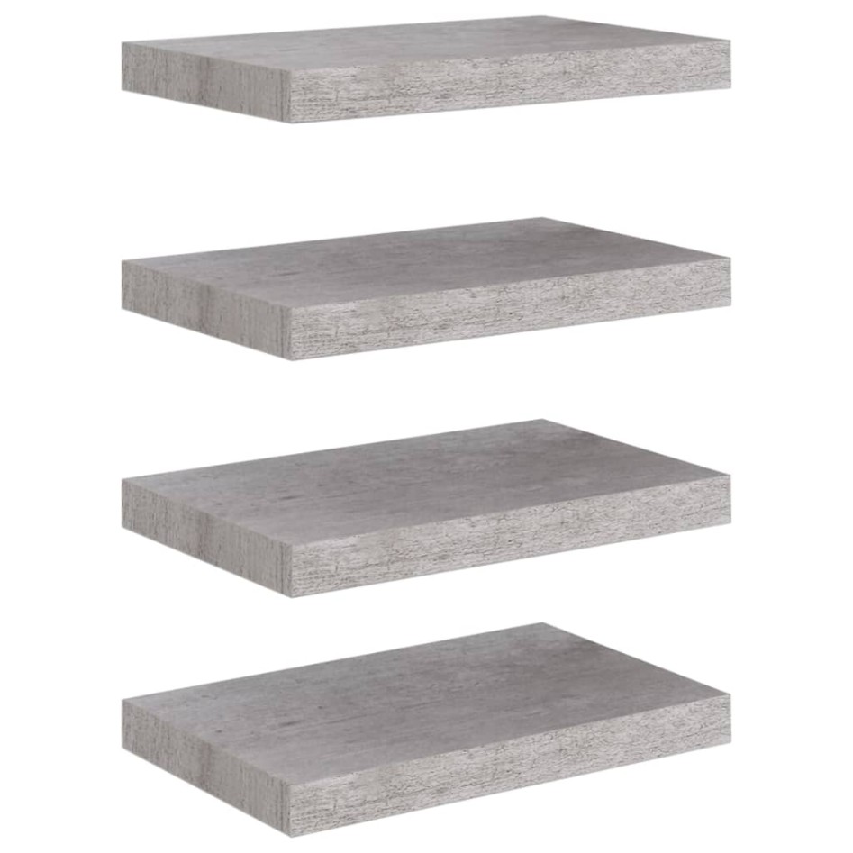 Estantes flotantes de pared 4 uds gris MDF 40x23x3,8