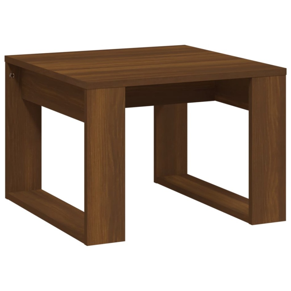 Mesa auxiliar madera contrachapada marrón roble 50x50x35