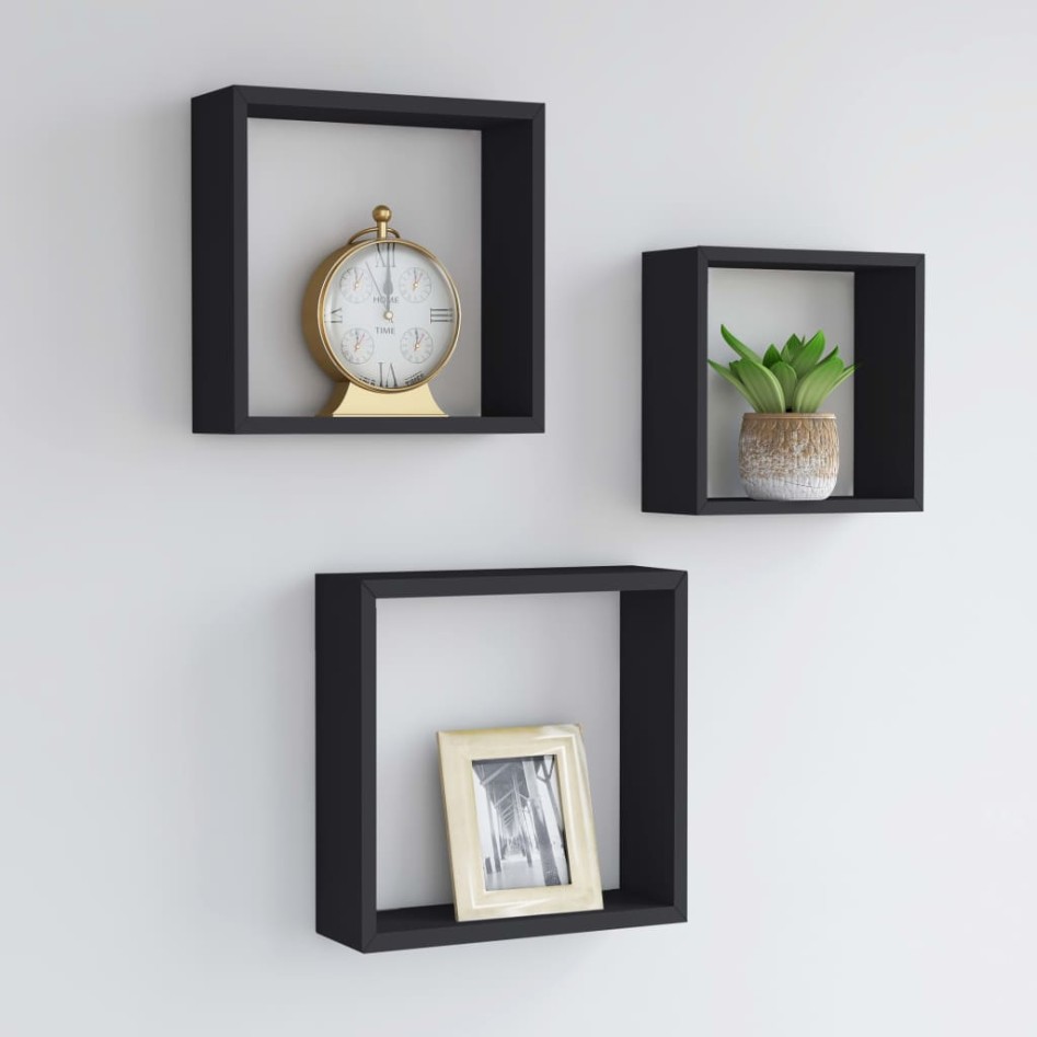Estantes cubo de pared 3 unidades MDF
