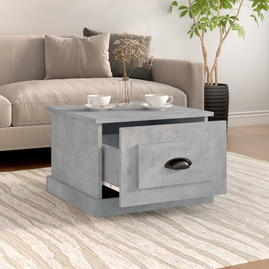 Mesa de centro madera contrachapada gris hormigón 50x50x35