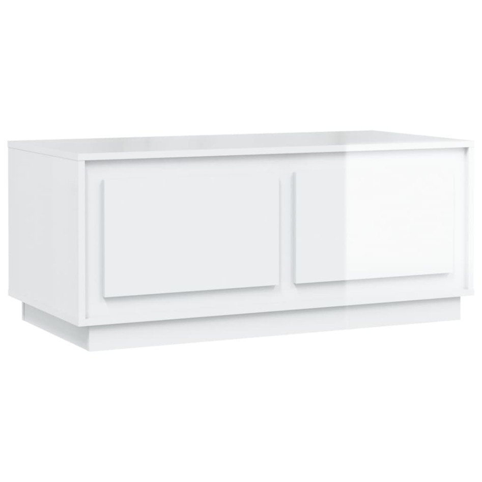 Mesa de centro madera contrachapada blanco brillo 102x50x44
