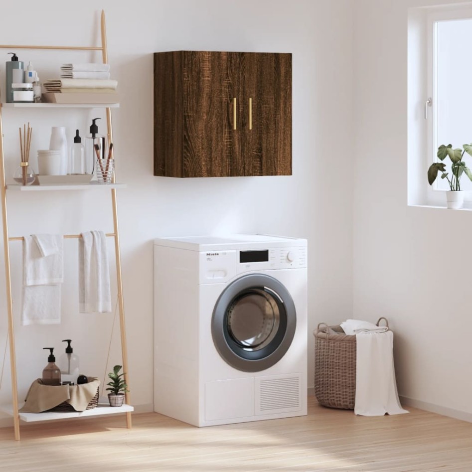 Armario de pared madera de ingeniería marrón roble 60x31x60