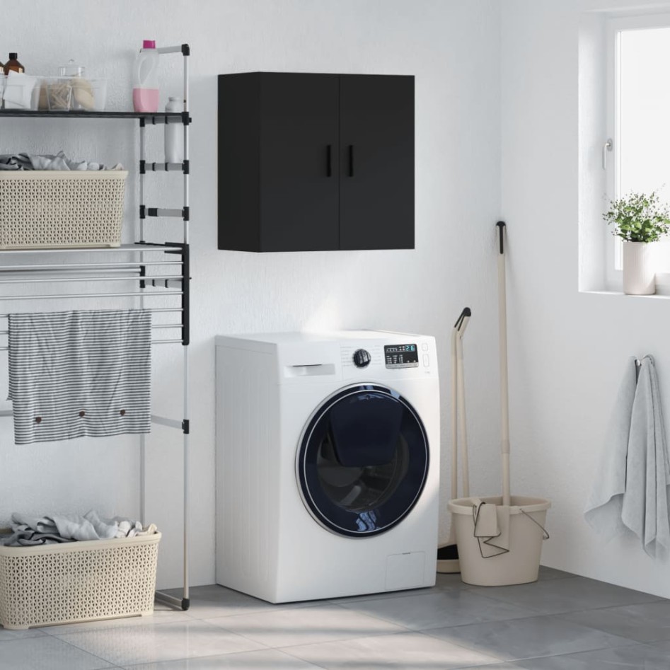 Armario de pared madera de ingeniería negro 60x31x60